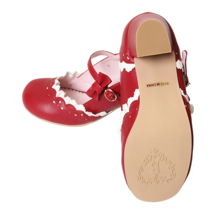 USED】【Sサイズ】マリィ・ワンストラップシューズ（red × white lace