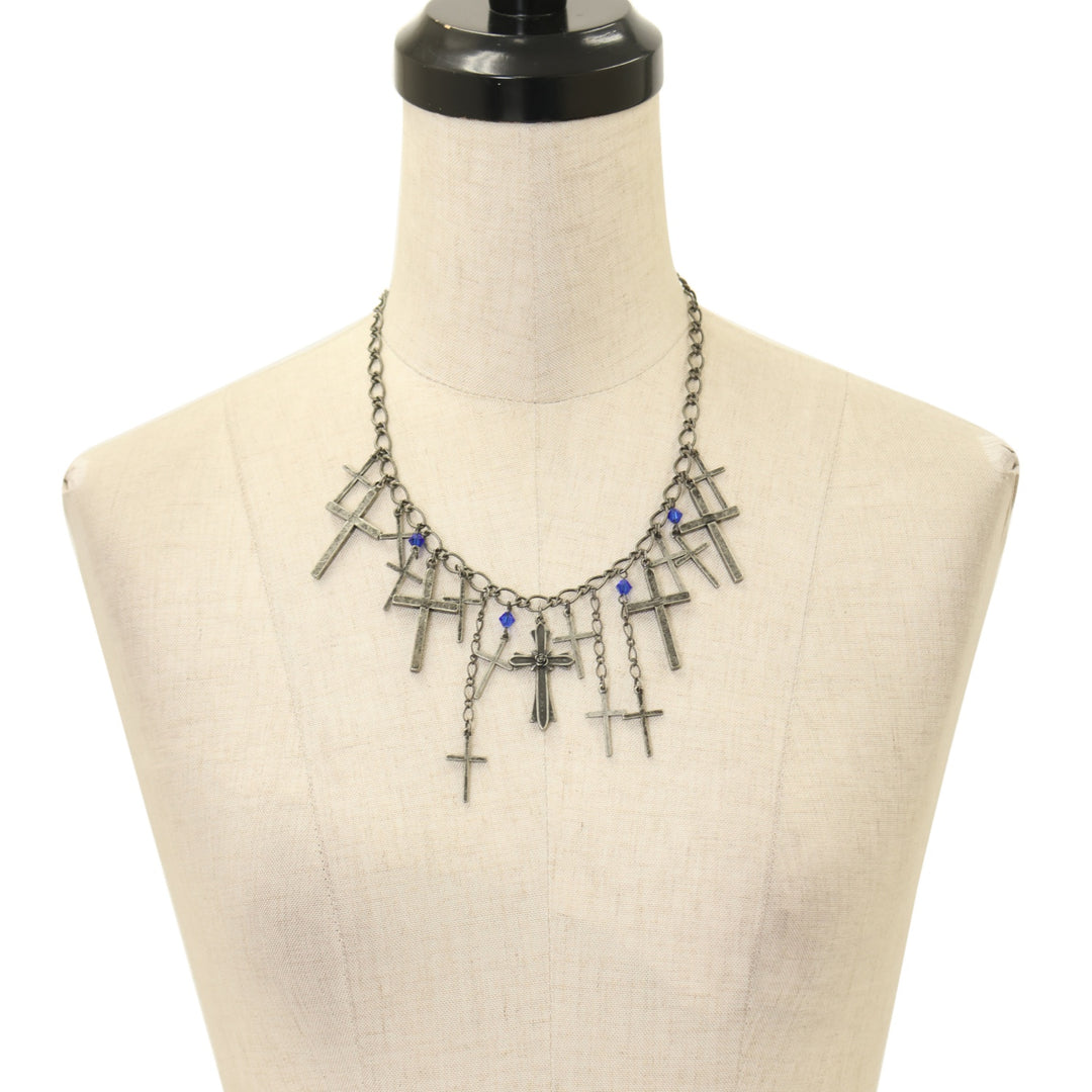 USED】M+ROSE×十字架ネックレス（シルバー×青） | Moi-même-Moitié