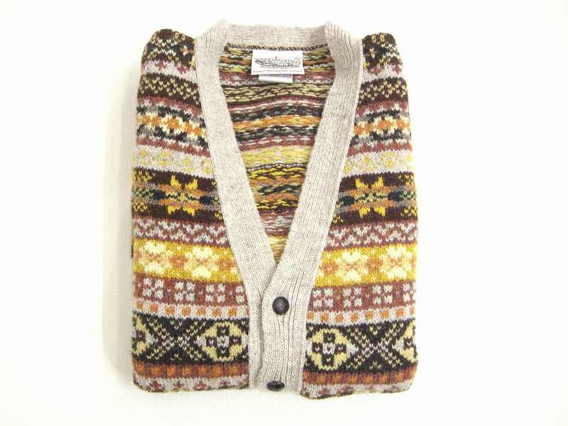 ジャミーソンズ フェアアイルVカーディガン ベージュ×イエロー