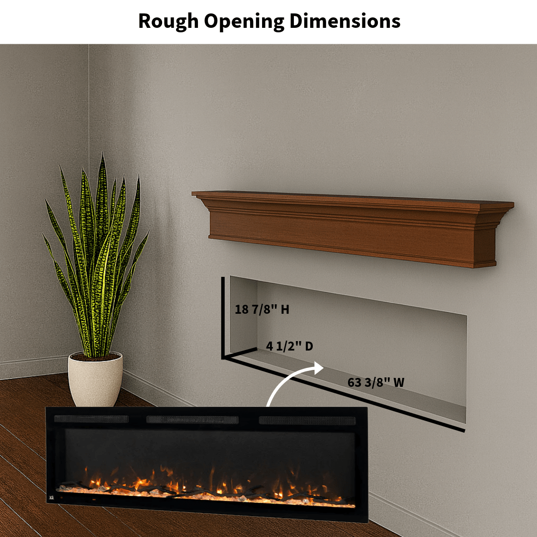 Sideline Fury 65 Inch Slim-Depth Recessed Smart Electric Fireplace