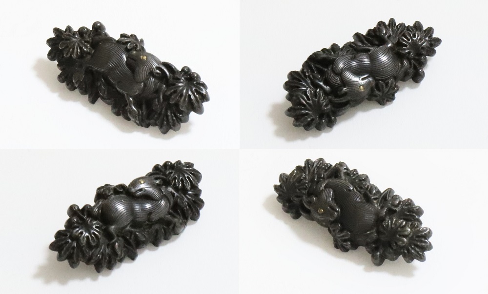 江戸時代後期 目貫 精密細工 江戸期 刀装具 武具 草花 武具 刀装具