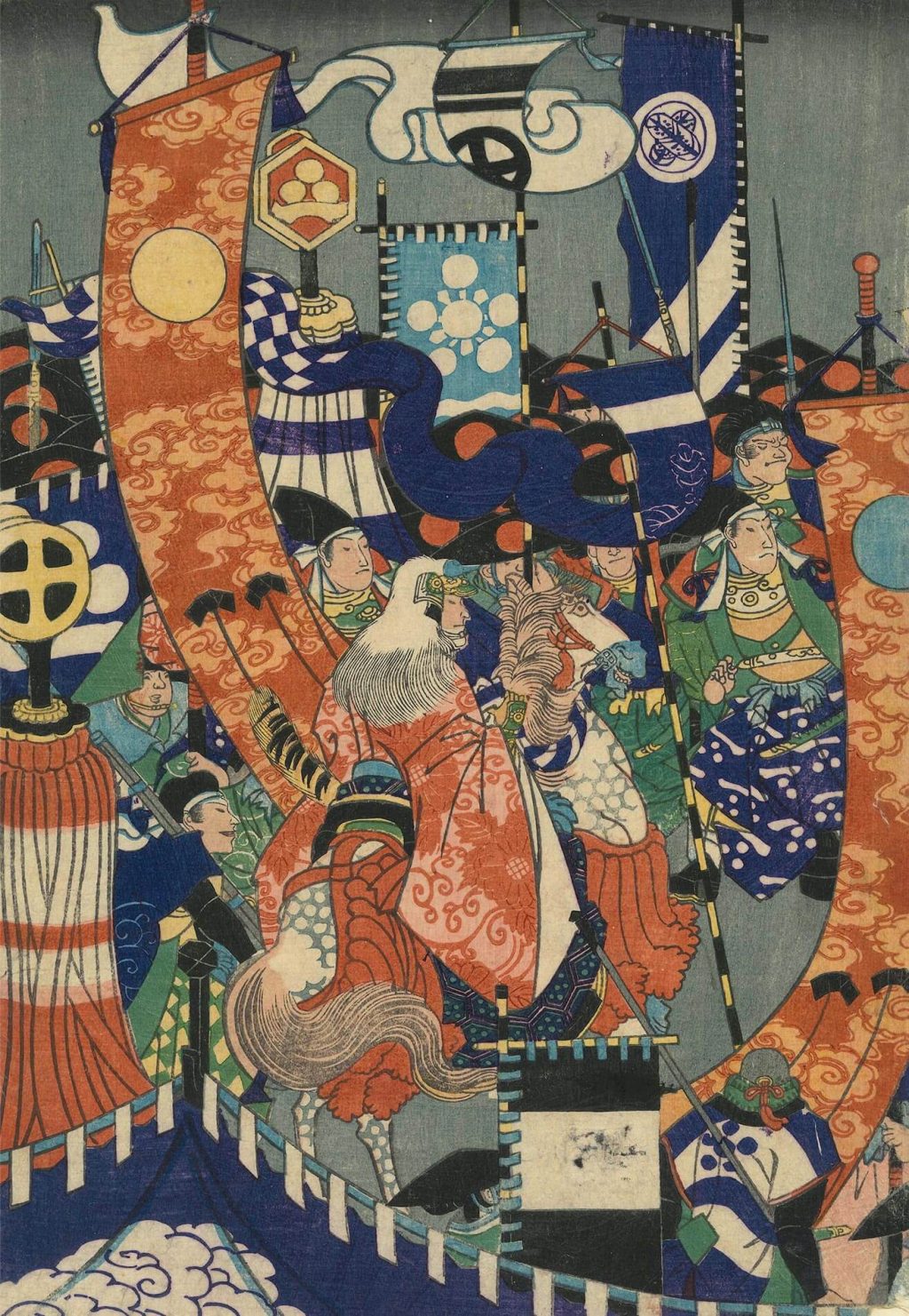 長谷川貞信（二代） 作 「山崎合戦官軍大勝利之図」（武者絵