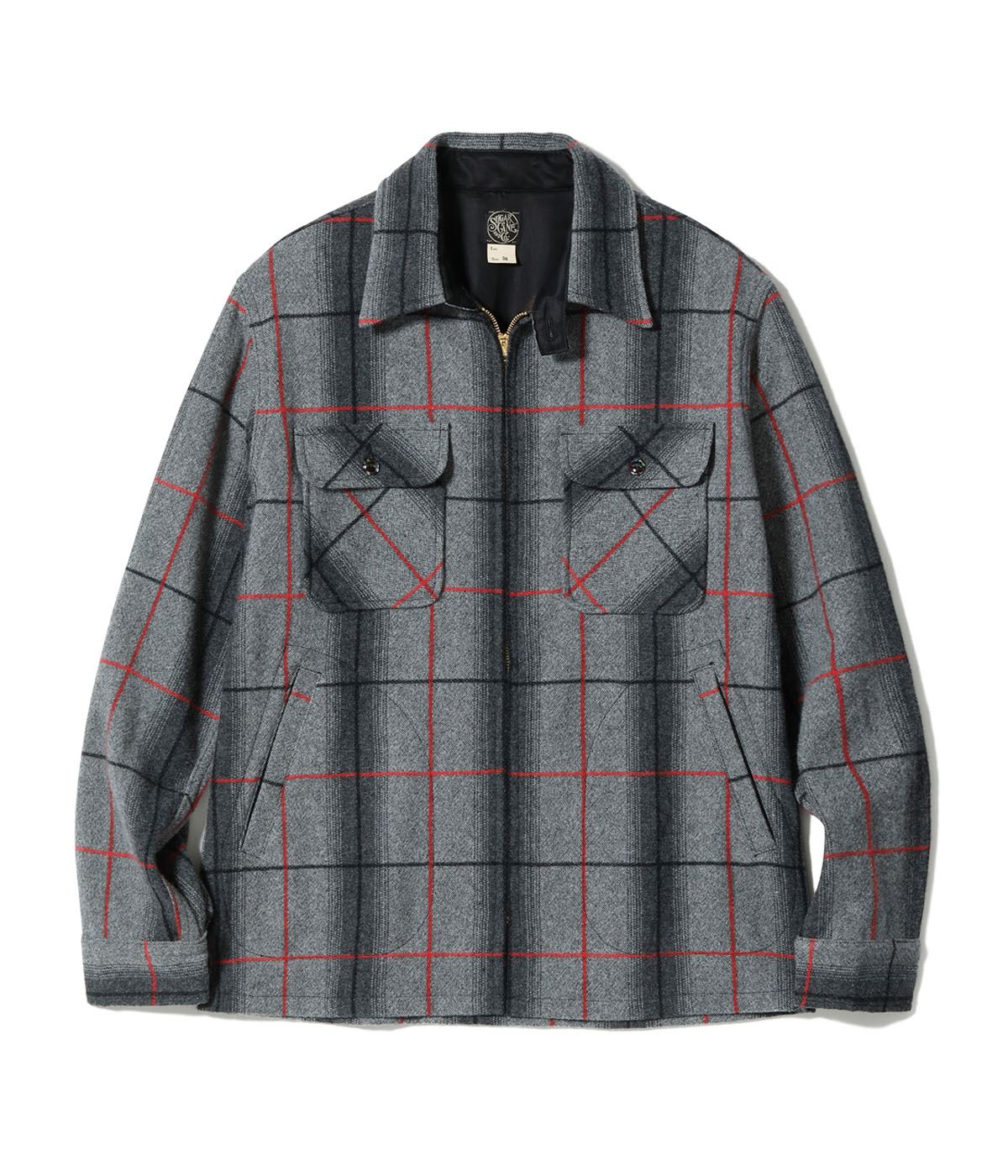 Lot No. SC15643 / FICTION ROMANCE 7.75oz. WOOL RED PANE ZIP SHIRT