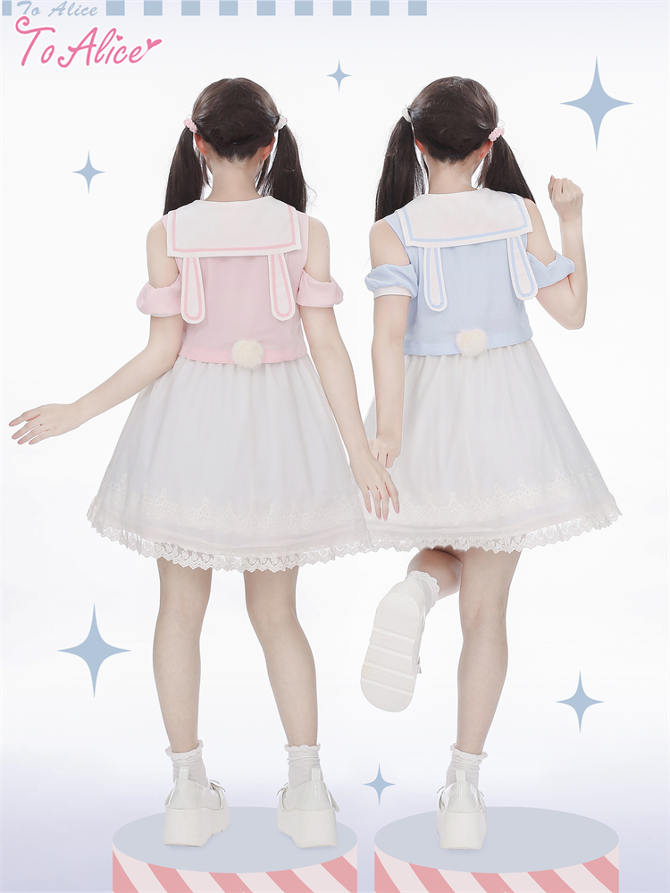ToAlice】C1938オープンショルダーうさみみセーラーワンピース【50