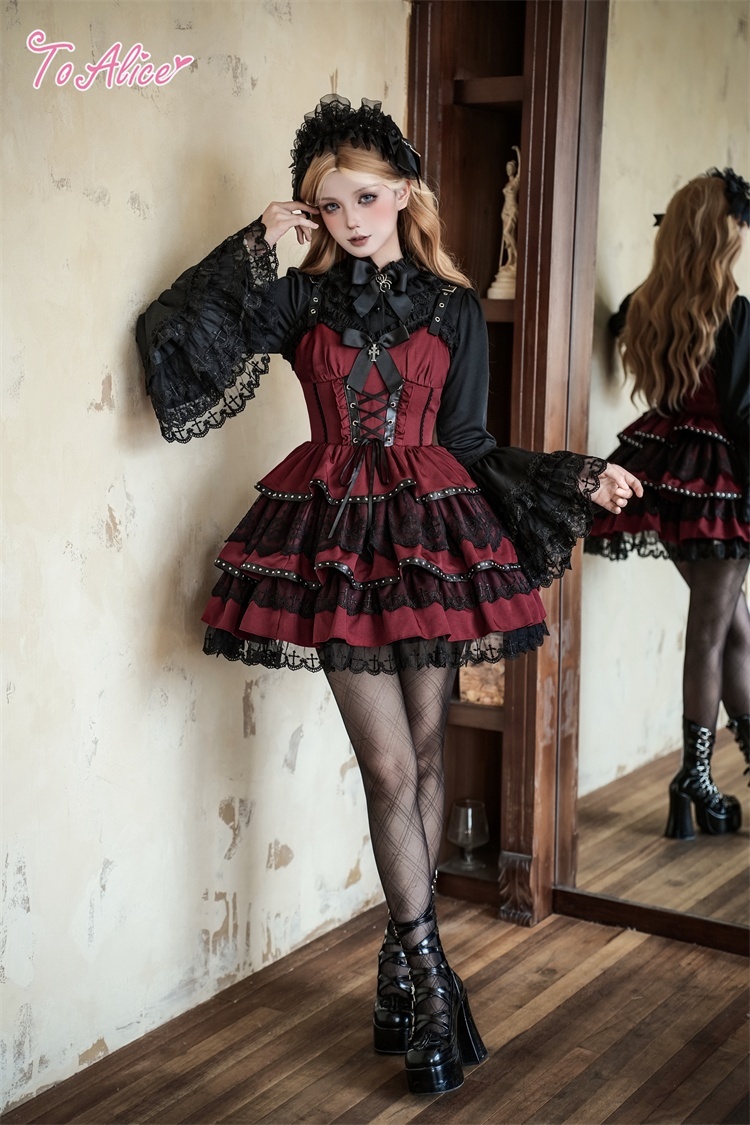 Black Shamrock】F264 パンクゴシックコルセット風ドレス - To Alice