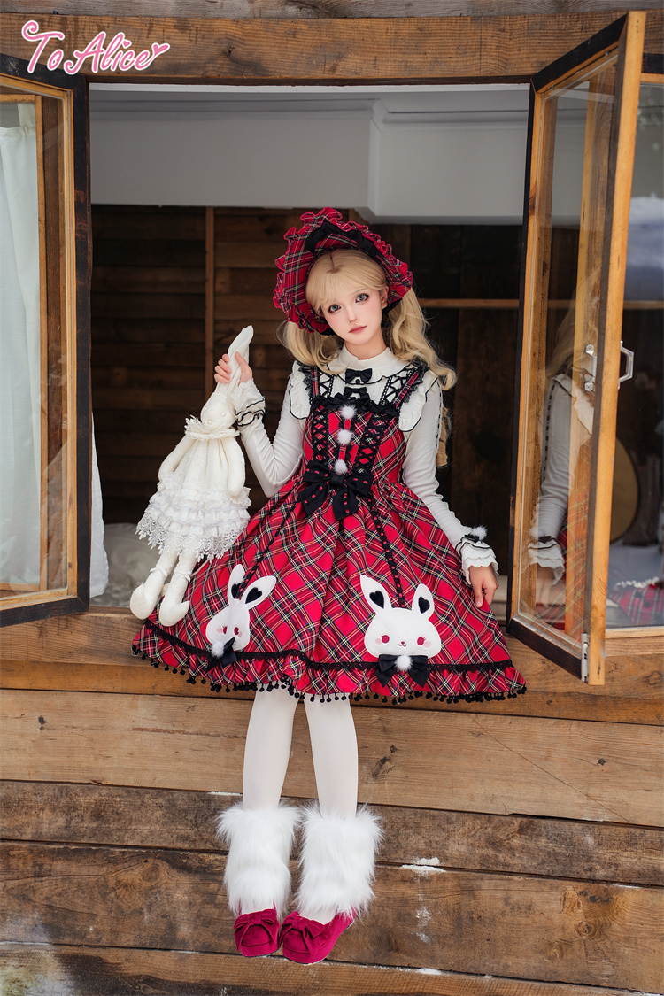ToAlice】L1698 うさぎ×チェックジャンパースカート - To Alice