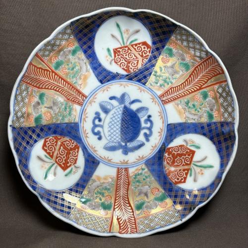 松に鳥図赤絵染付大皿 /375│埼玉県熊谷市のの骨董品専門店「雑貨と