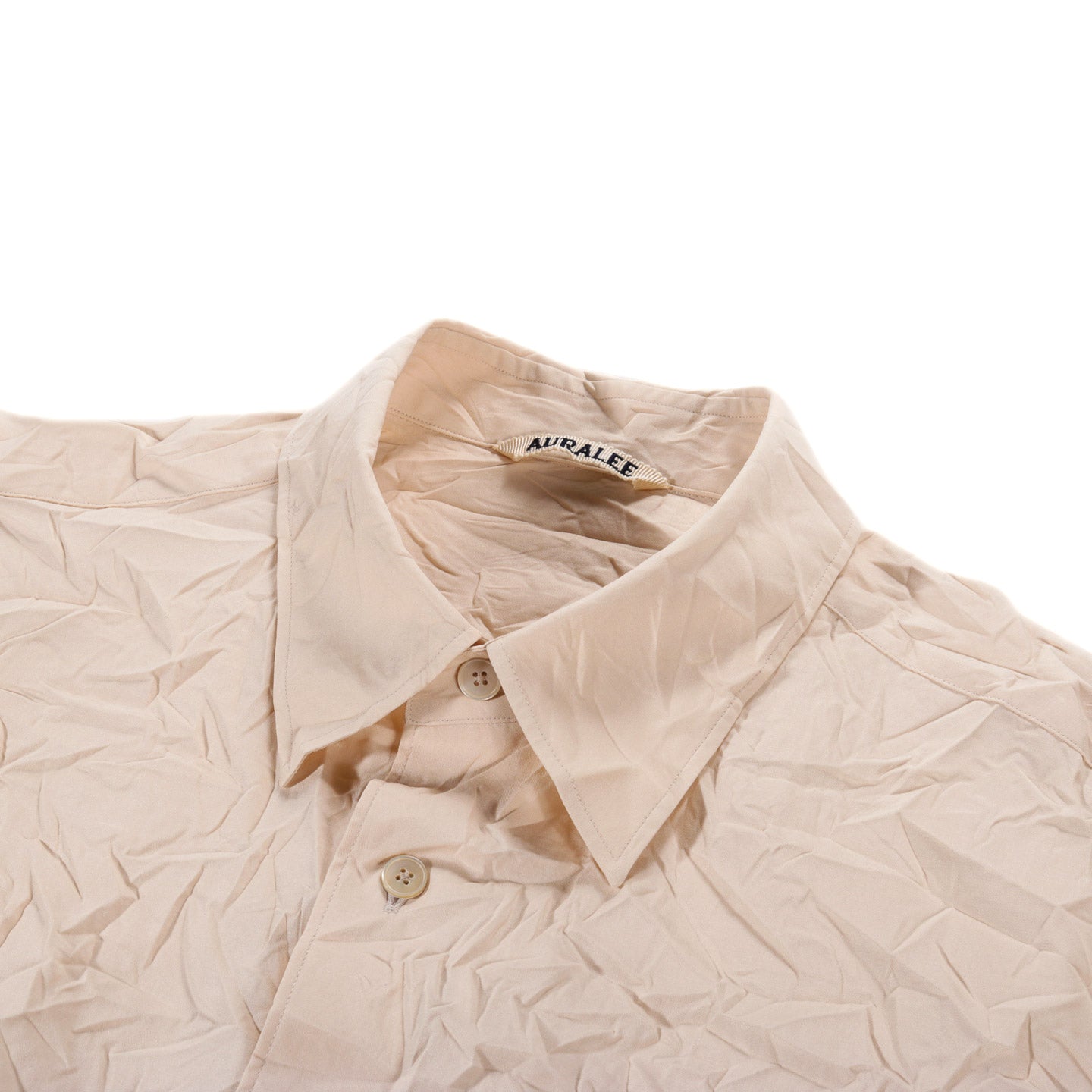 AURALEE WRINKLED WASHED FINX TWILL SHIRT PINK BEIGE | TODAY CLOTHING