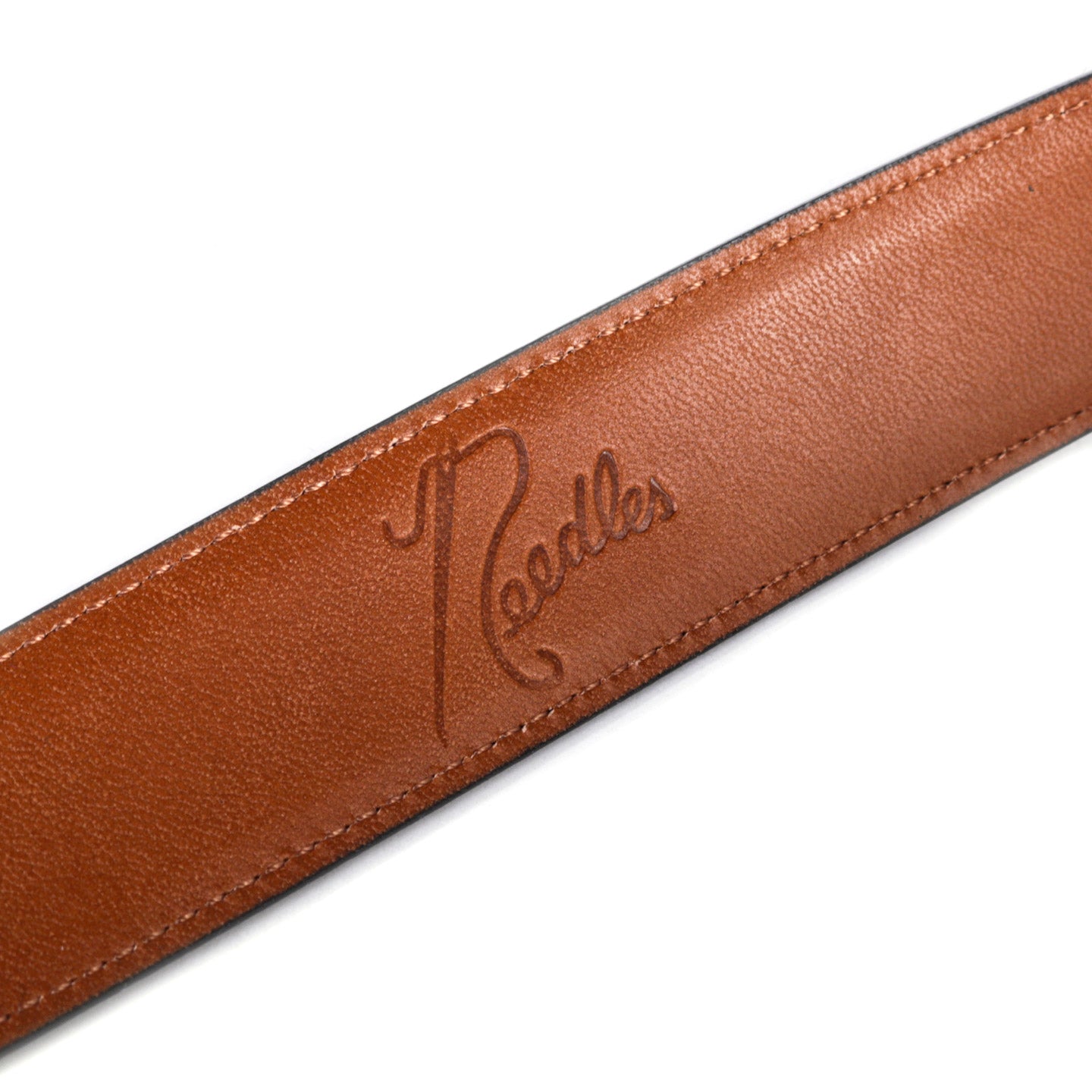 NEEDLES PAPILLON SQUARE BUCKLE BELT BLACK LEATHER | TODAY CLOTHING