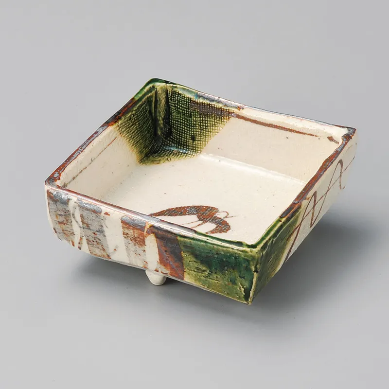 織部千鳥3.0四方鉢(和食器,鉢もの,珍味)|食器通販の陶磁庵