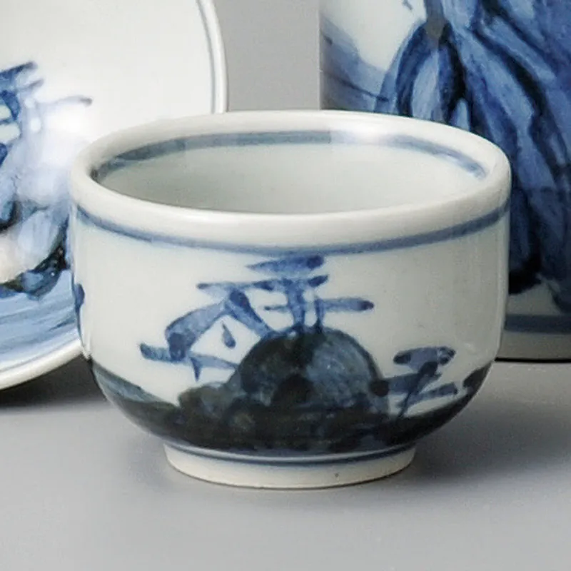 古染山水平盃(徳利・盃)|食器通販の陶磁庵