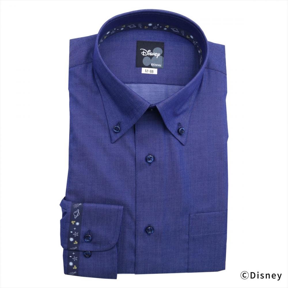 ディズニー】 ボタンダウン 長袖 形態安定 ワイシャツ テープデザイン