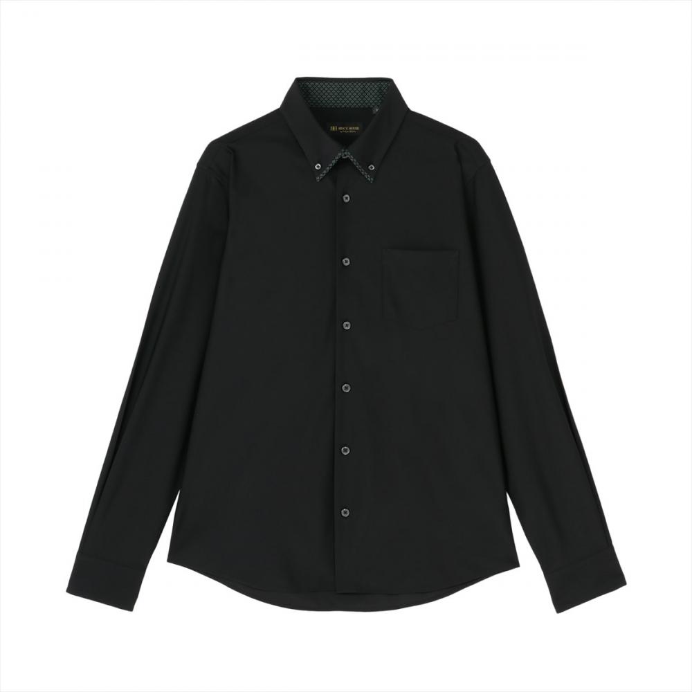 デザインカジュアルシャツ ホリゾンタルワイド 長袖 メンズ(S ダーク