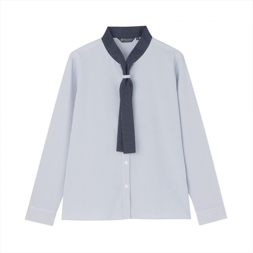 COFREX】 配色ボウタイ ブラウス 長袖 レディースデザインシャツ(S