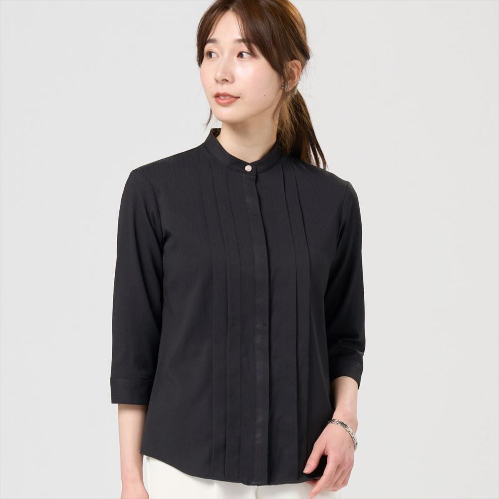 COFREX】 スタンド ビジューブラウス 七分袖 レディースデザインシャツ