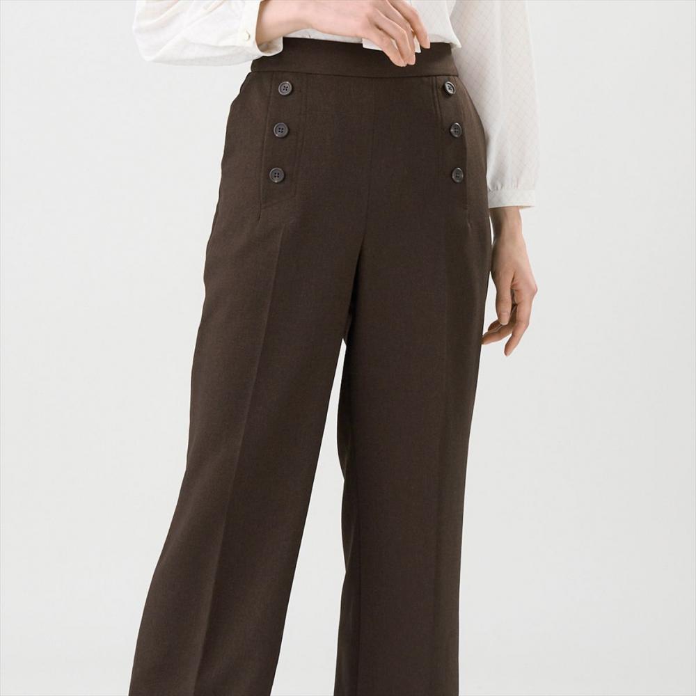 ウーリッシュ素材 セミワイドパンツ セットアップ可能 レディース(M