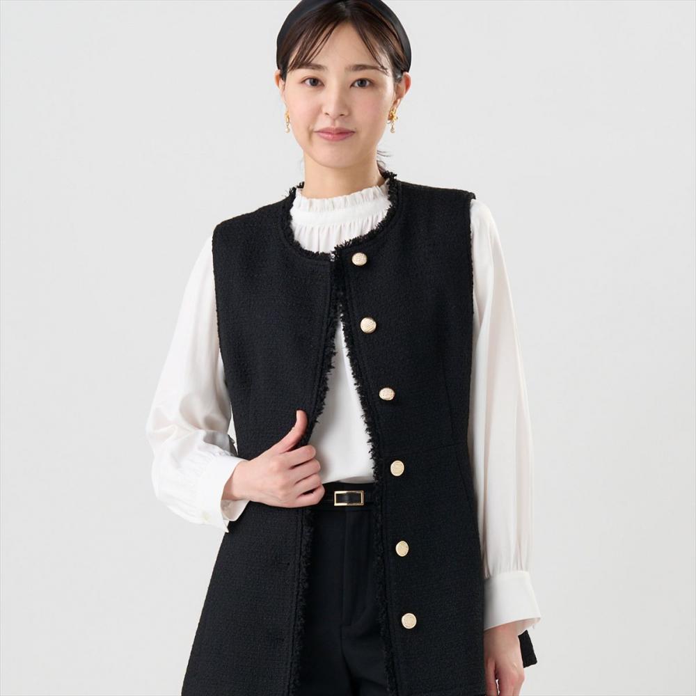 ツイード ペプラム ジレ レディース(M ブラック): 東京シャツ公式通販