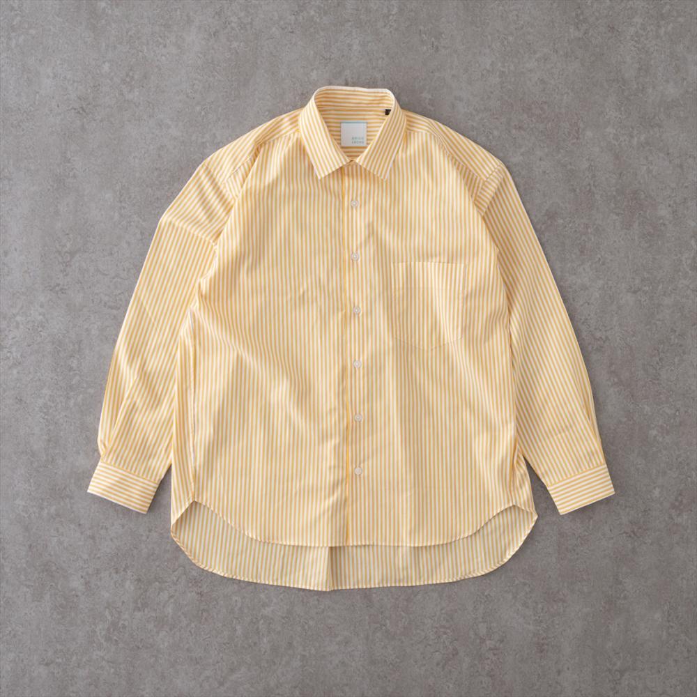リラックスバックプリーツシャツ＜イエローストライプ＞(XS イエロー