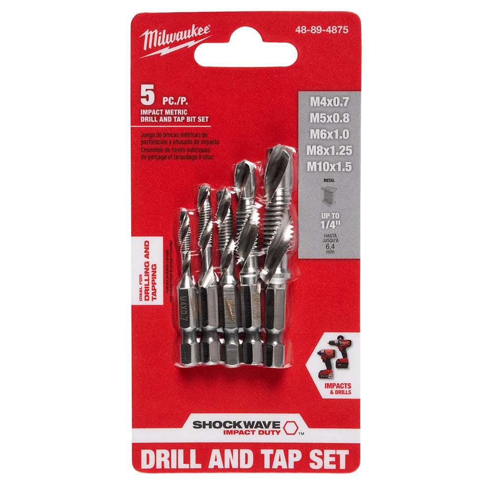 Milwaukee 48-89-4875 Shockwave 5-Piece Metric Impact Drill Tap Set