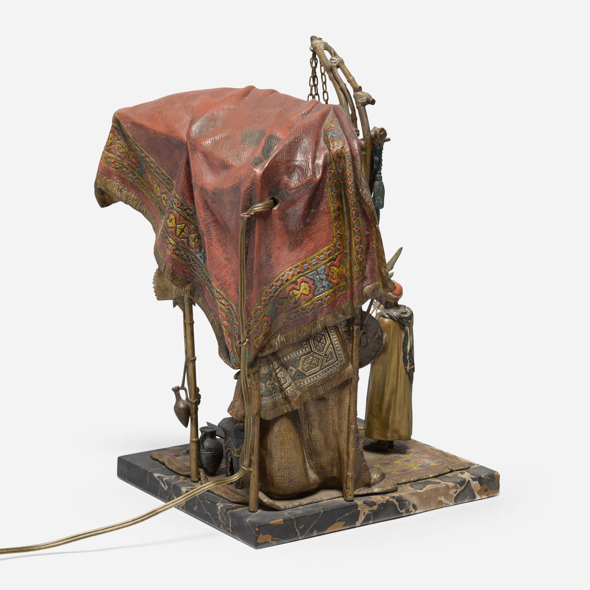 128: ANTON CHOTKA, Orientalist figural table lamp with merchant
