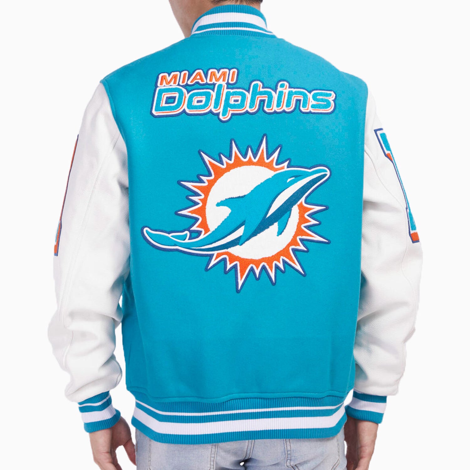 Pro Standard Men's Miami Dolphins NFL Mash Up Rib Wool Varsity Jacket