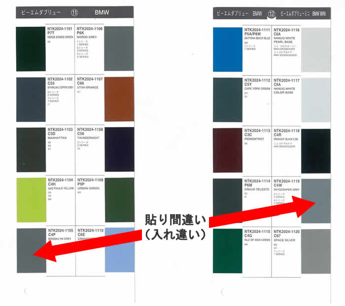 JPMA：2024年版オートペイントカラーズの色票貼り間違いに関する対応
