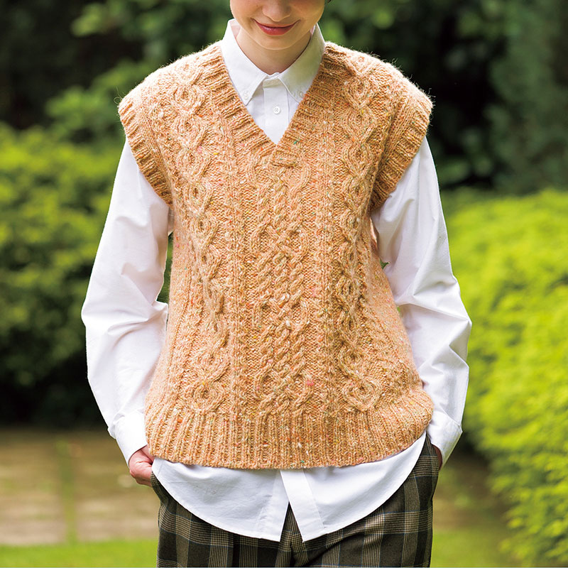 レシピ〉ケーブル模様のVネックベスト: レシピ｜手づくりタウン by