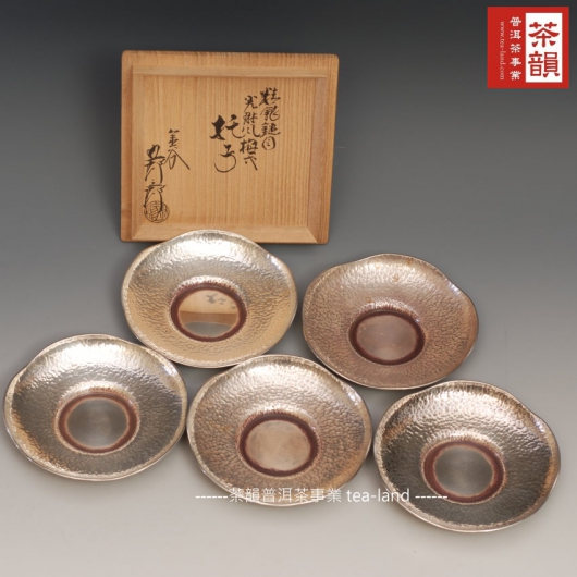 品味茶道具金谷五郎三郎造搥目梅形純銀茶托五客已售_大院裡| 茶韻普洱