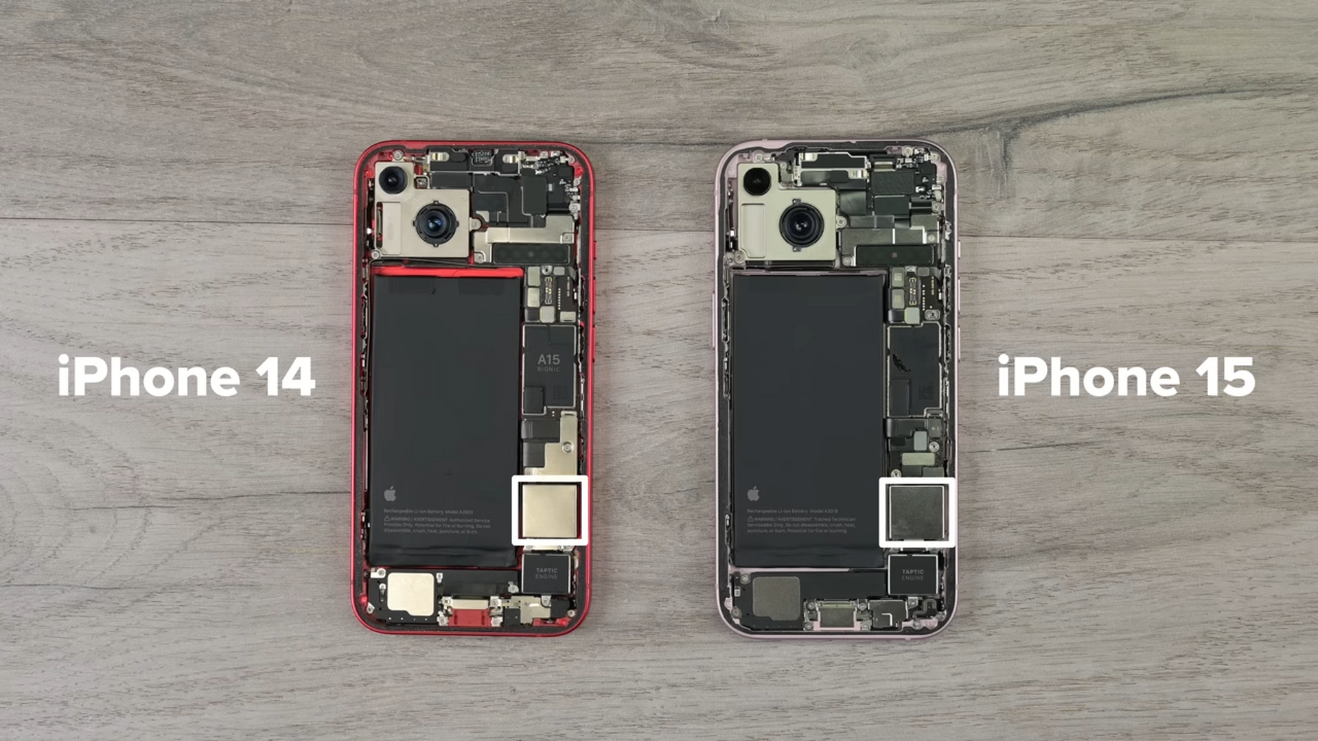 iPhone 15分解動画をiFixitが公開。48MPセンサは15 Pro Maxより約22%小