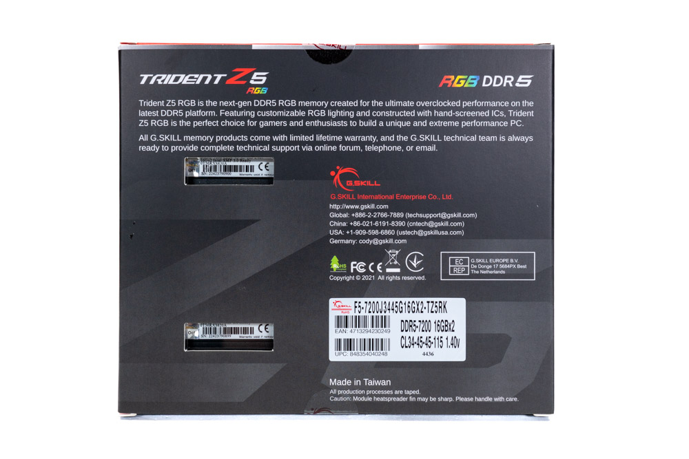 G.SKILL Trident Z5 DDR5-7200 CL34 2x 16 GB Review - Packaging