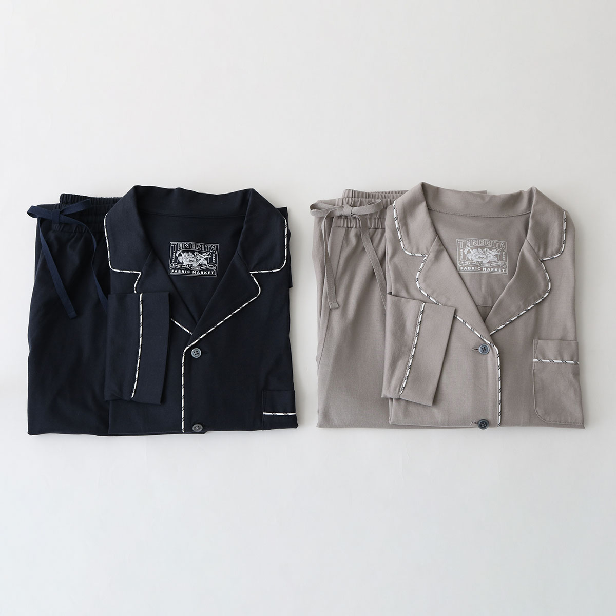 80/2プレーンジャージパジャマセット(レディース・グレー／メンズ