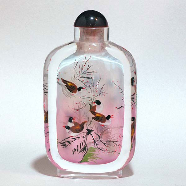 内絵鼻煙壺No15／五羽の鳥 - 横浜中華街天宝堂本店