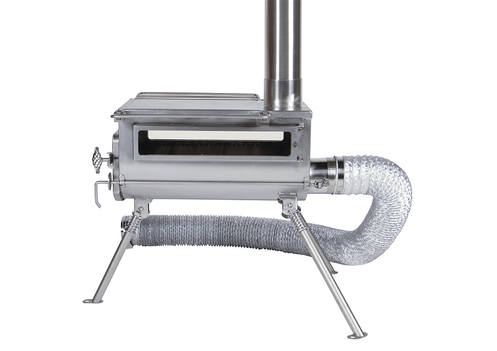 Wood stove side view outside air M（Φ76mm） ケース、外気パイプ付き