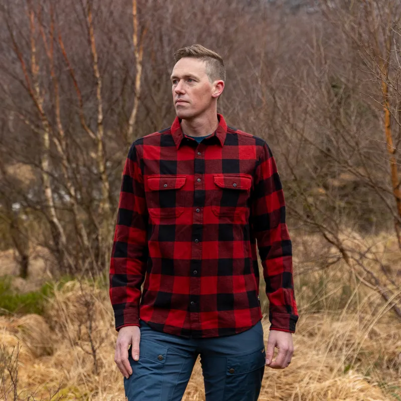 Fjallraven Mens Ovik Heavy Flannel Shirt - Red-Black