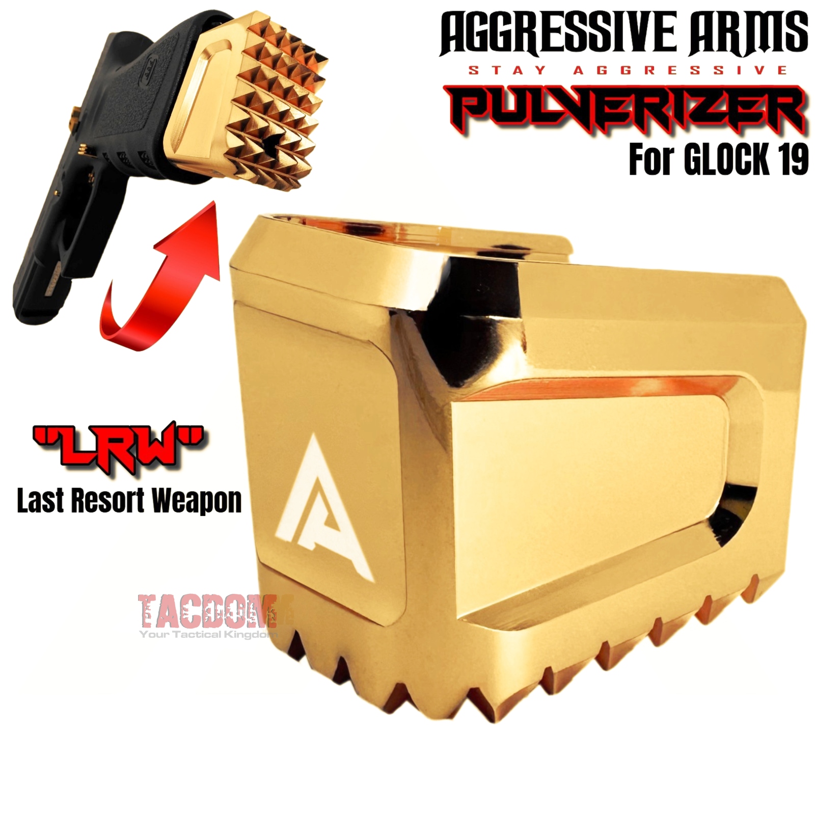 AGGRESSIVE ARMS “PULVERIZER” SHINY GOLD +0 Grip SPIKED Extension