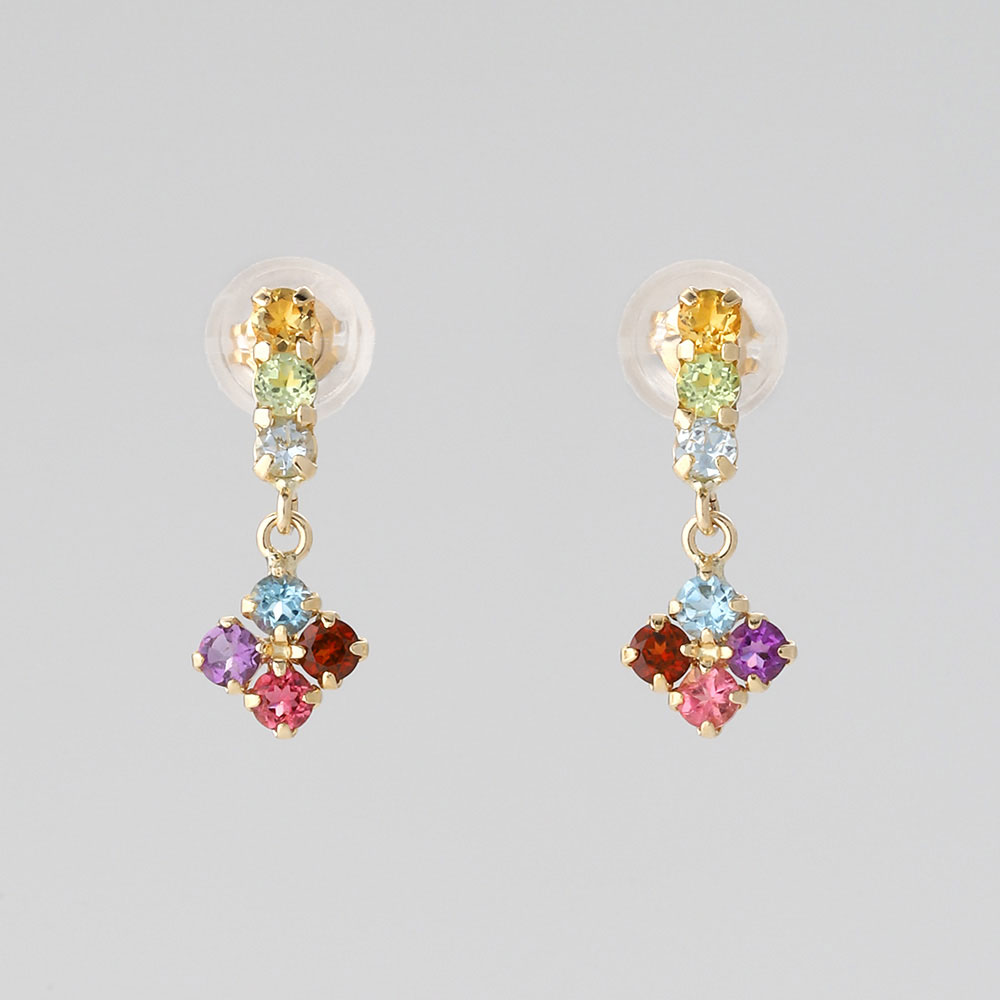 Kaya◇希少ローマングラスピアス✧マルチカラーサファイア/レモン