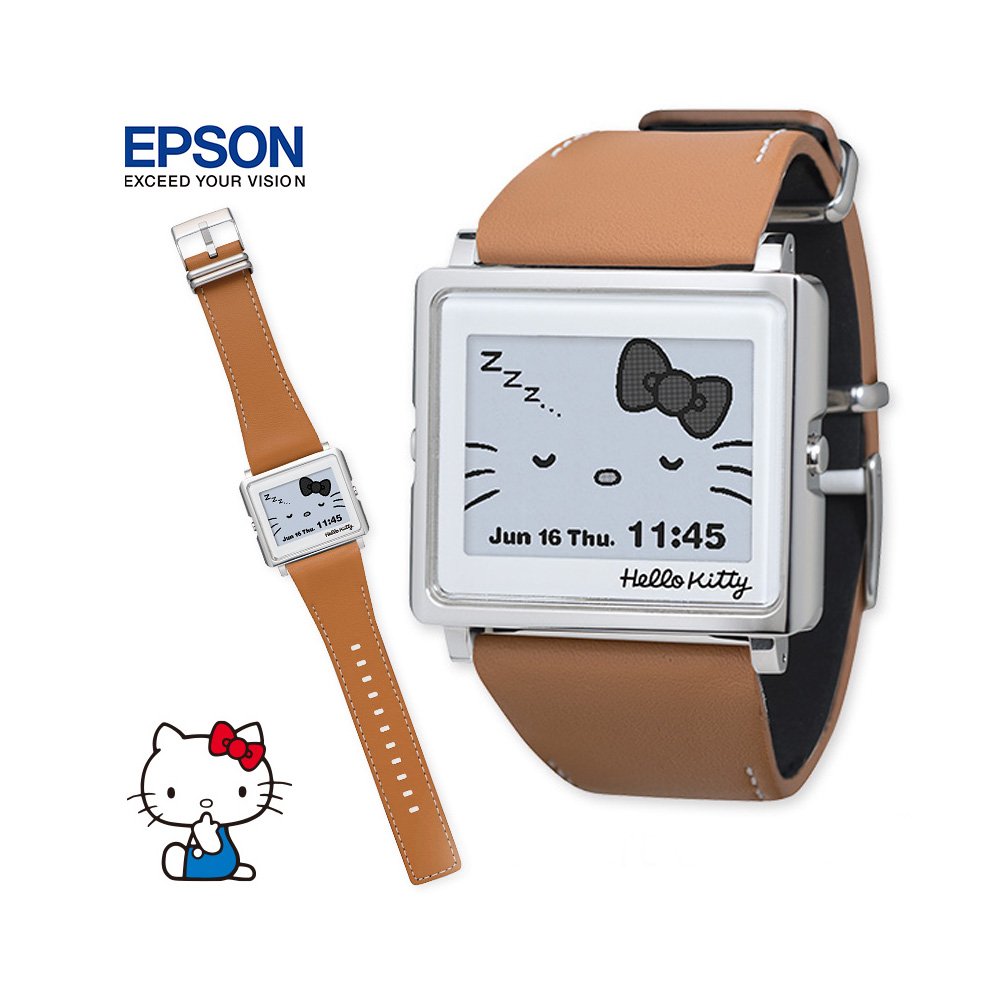 EPSON Hello Kitty x Smart Canvas Watch – White & Leather – TAKASKI.COM