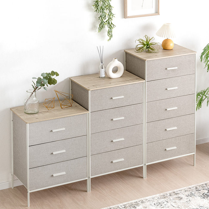 5段］ファブリックチェスト 大容量 木目調 脚付き お掃除ロボ対応 北欧