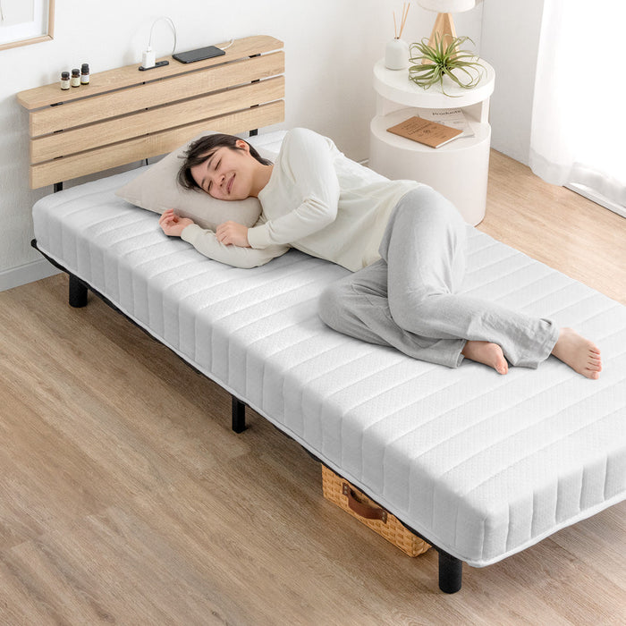 セミダブル］宮棚＆2口コンセント 脚付きマットレス ボンネルコイル