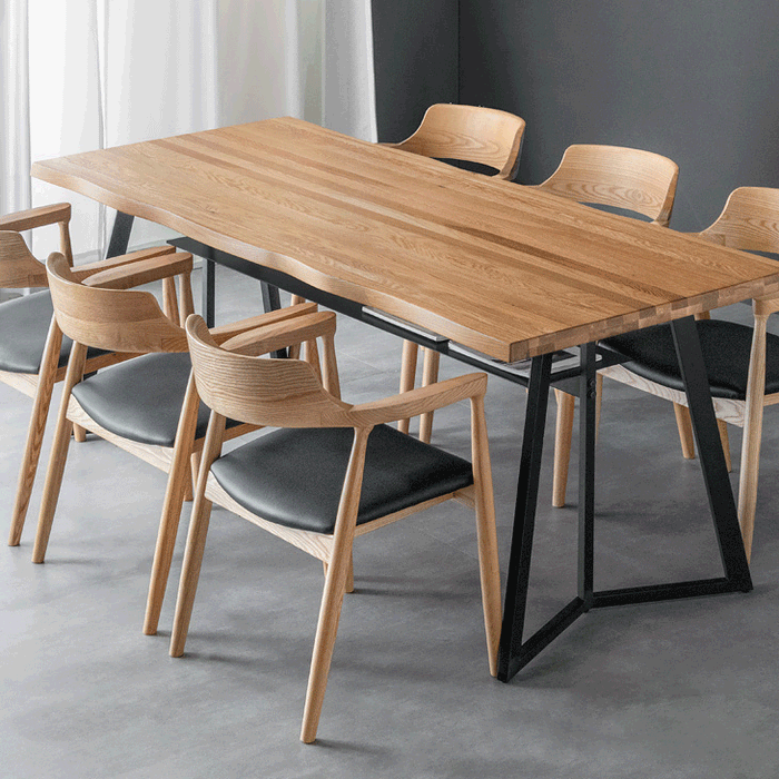 幅200] インダストリアル 棚付き ダイニングテーブル 単品 オーク 天然