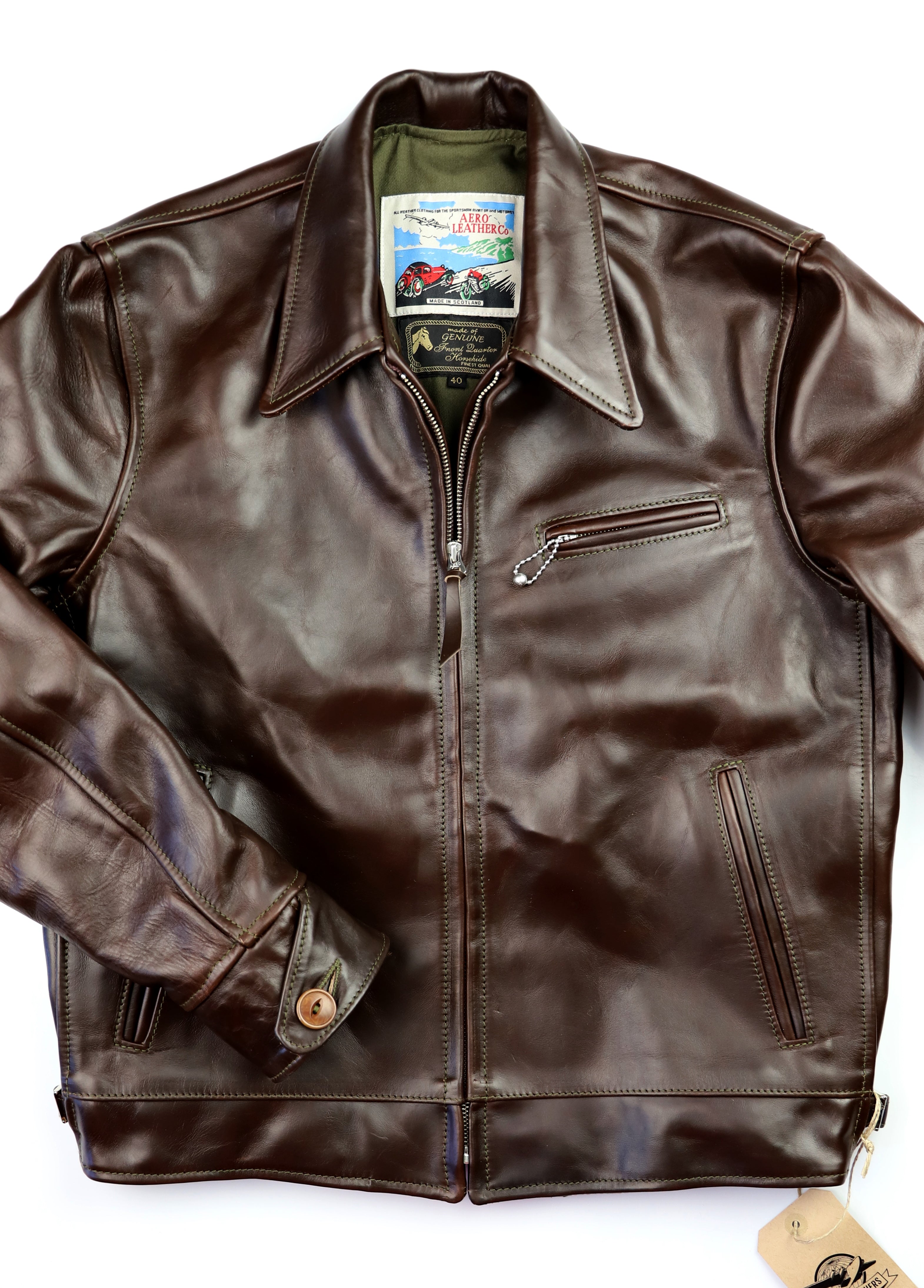 Aero Premier Highwayman, sz 40, Brown CXL Horsehide – Thurston