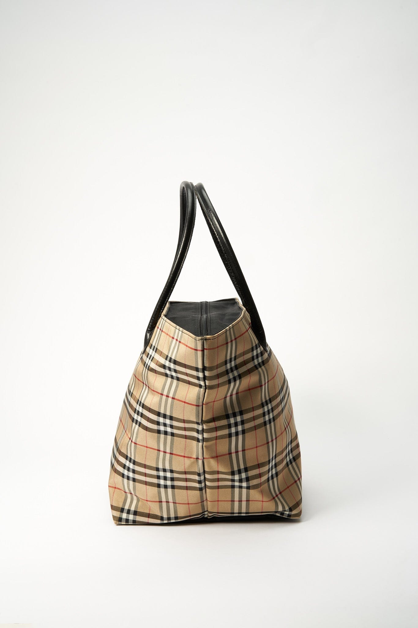 Vintage Burberry Blue Label Tote Bag with Black Leather Trim – The