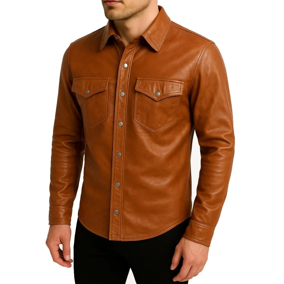 OHOTORO レザーシャツジャケット brown ohotoro leather shirt jacket