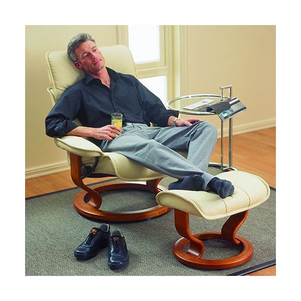 Stressless Admiral Chair and Ottoman by Ekornes