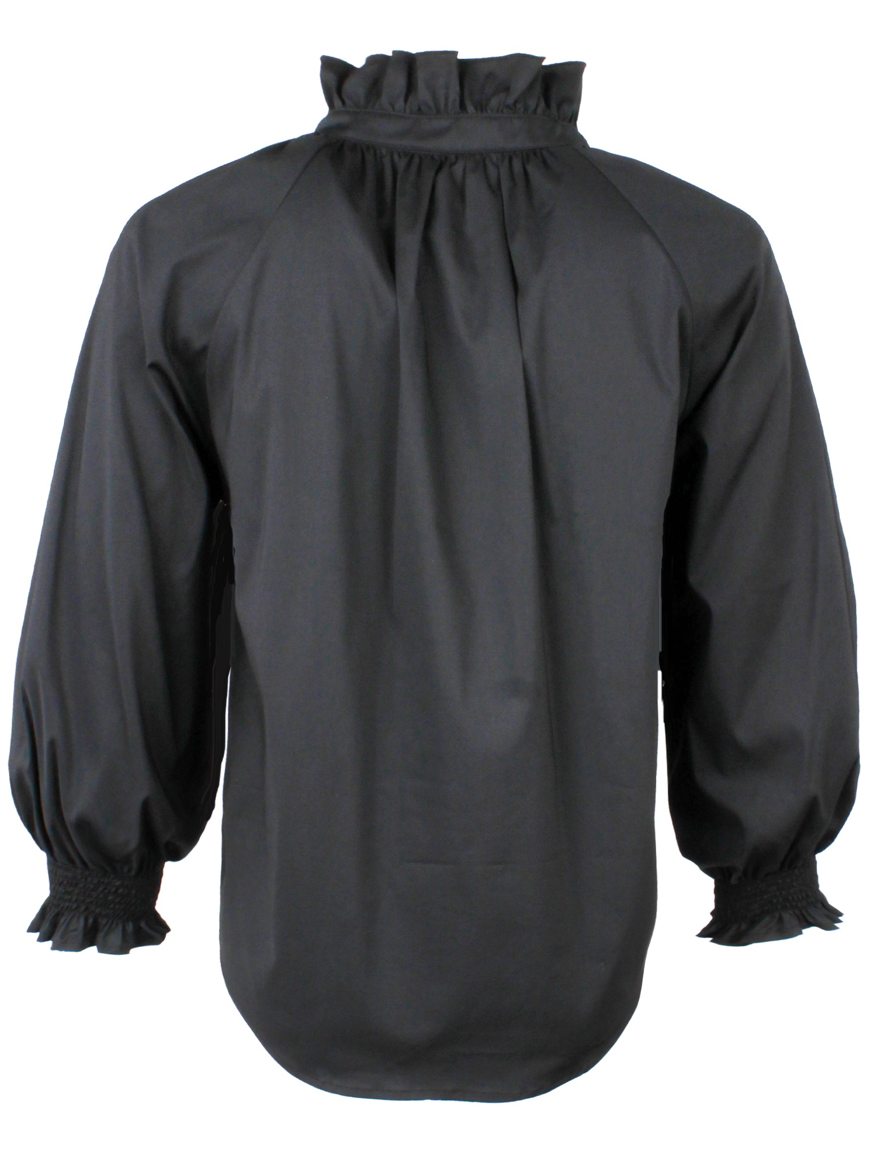 Fiona | Black Ruffle Collar Poplin Shirt with Blouson Sleeves | Finley