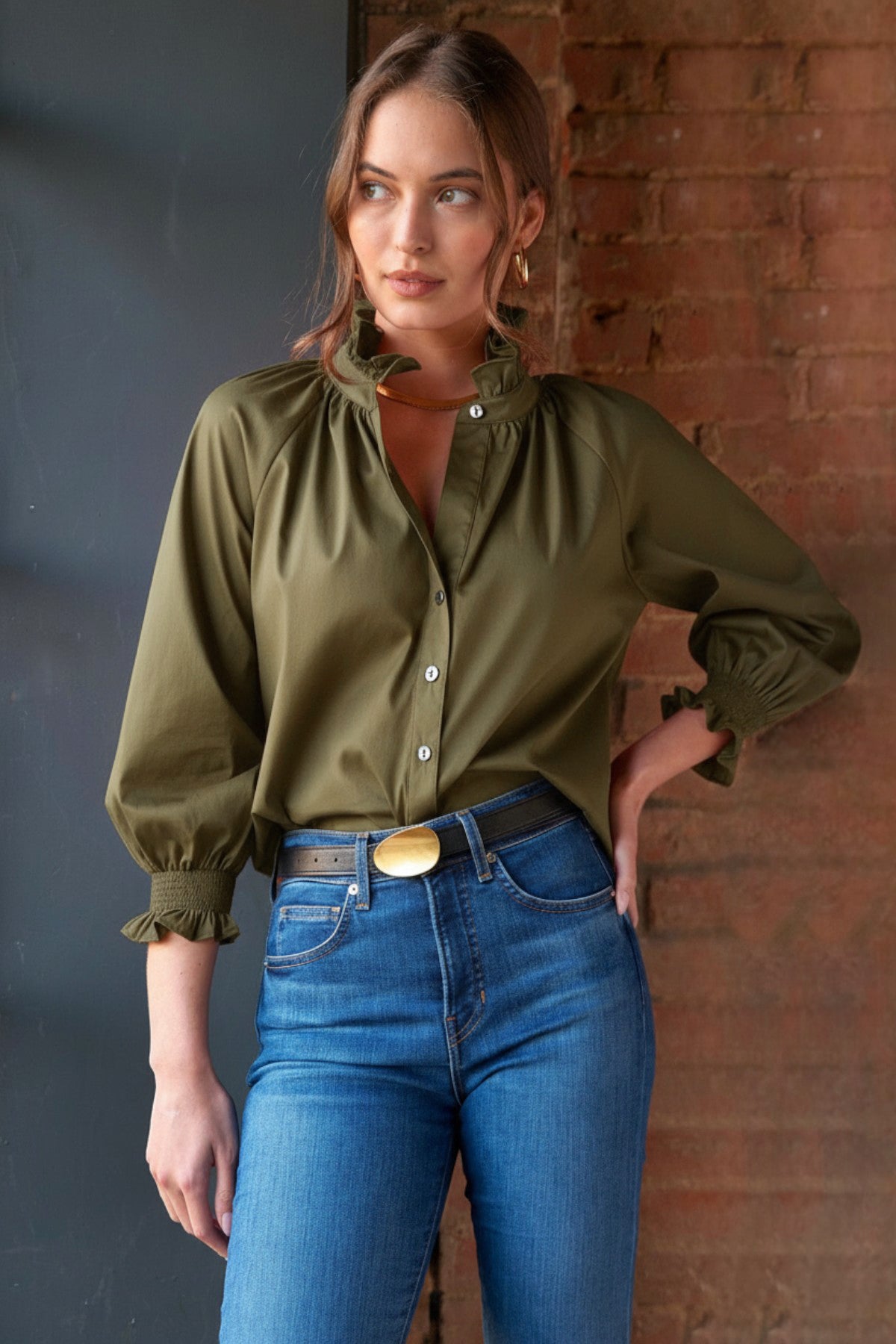 Fiona_Shirt_olive_Silky_Poplin
