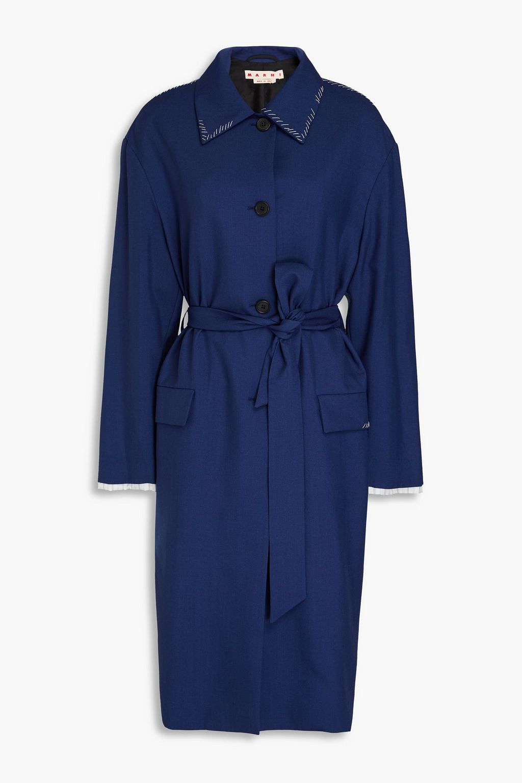 MARNI Belted embroidered wool coat | THE OUTNET