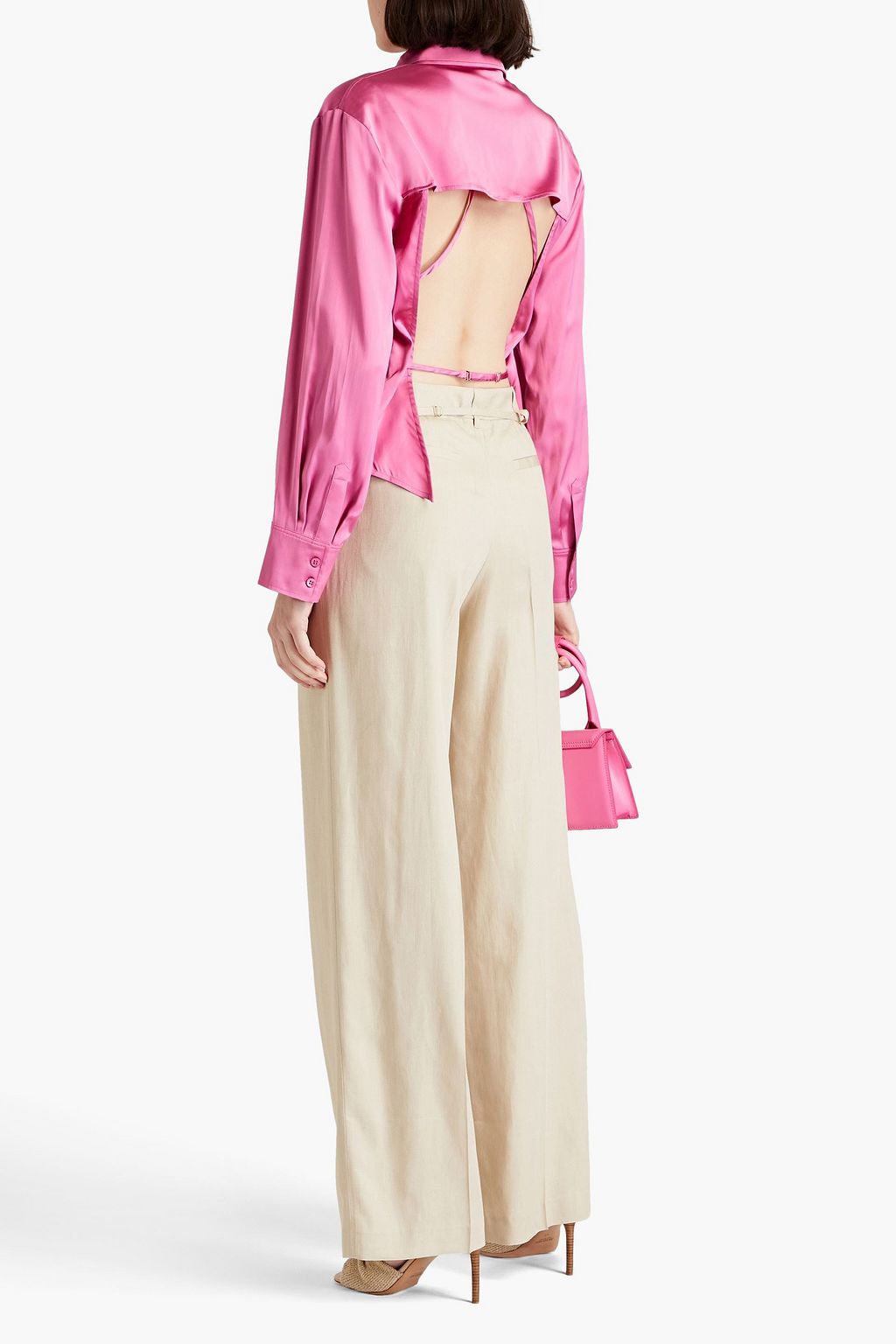 JACQUEMUS Mentalo open-back satin-twill shirt | THE OUTNET