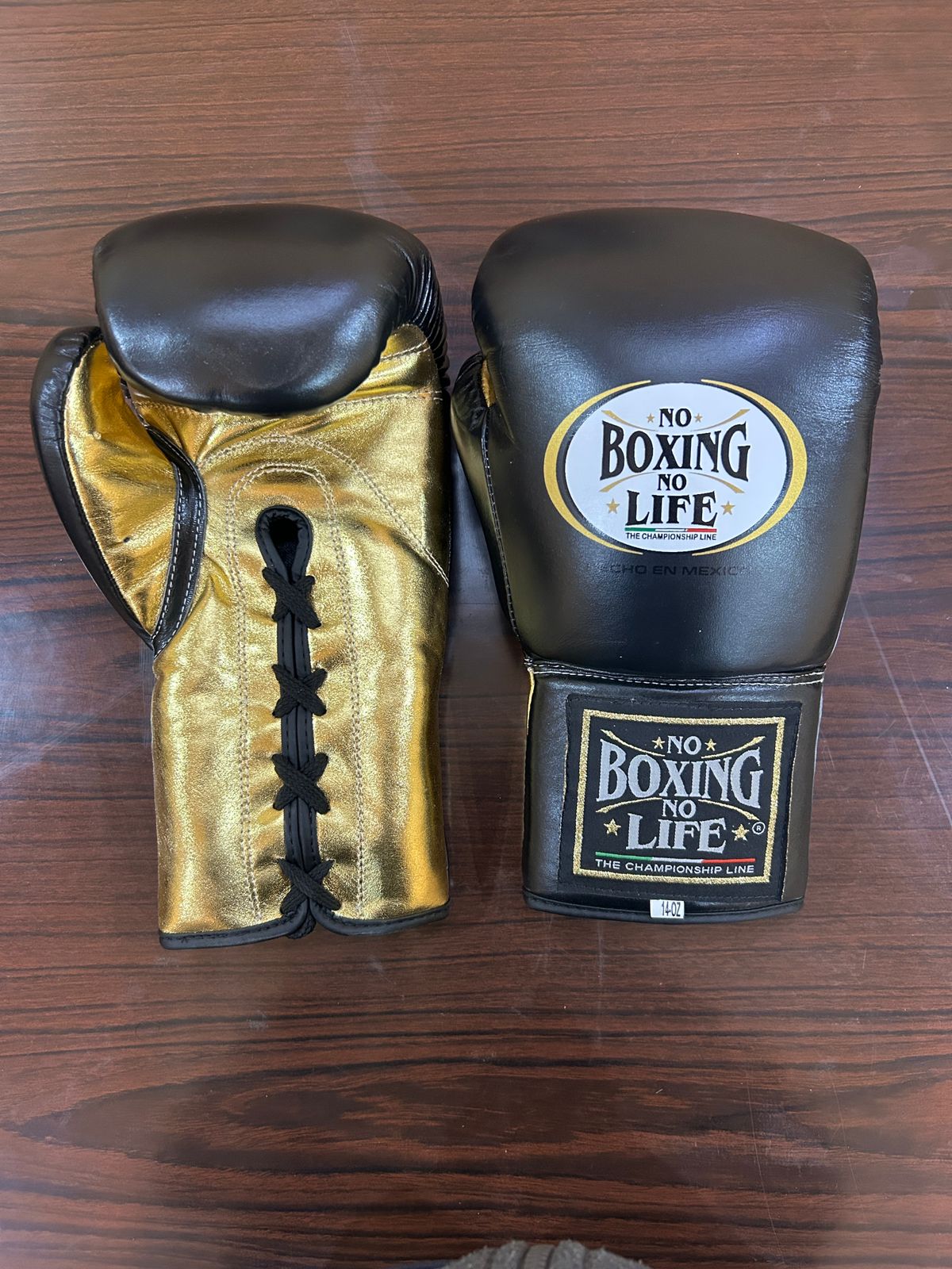 No Boxing No Life Boxing Sparring Set Gloves Black/Gold (8oz–20oz