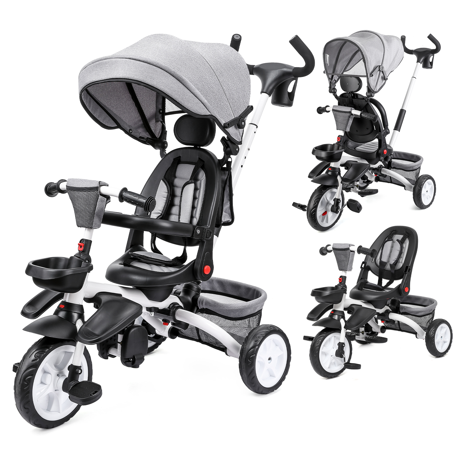 Thinkmax 5in1 子供三輪車 三輪車 幼児用 ベビーカー 手押し 舵取り